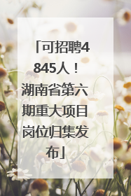 可招聘4845人！湖南省第六期重大项目岗位归集发布
